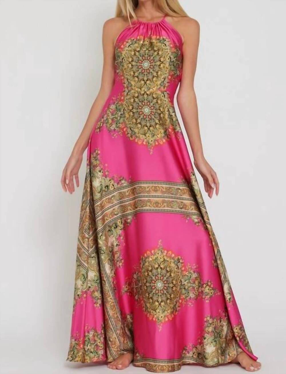 NEW AAKAA sahara jewel maxi dress in fuchsia
